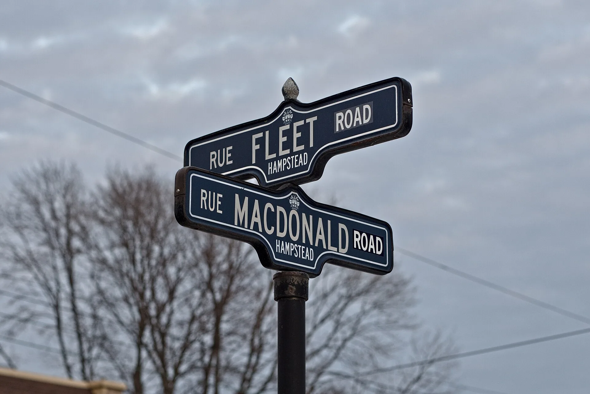 A bilingual street sign in Hampstead, Quebec. Quebec French sign requirements: what a sign shop must check